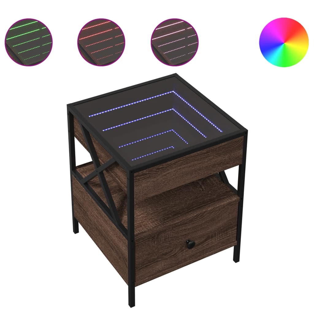 Vidaxl salontafel met infinity led 40x40x51 cm bruin eikenkleurig