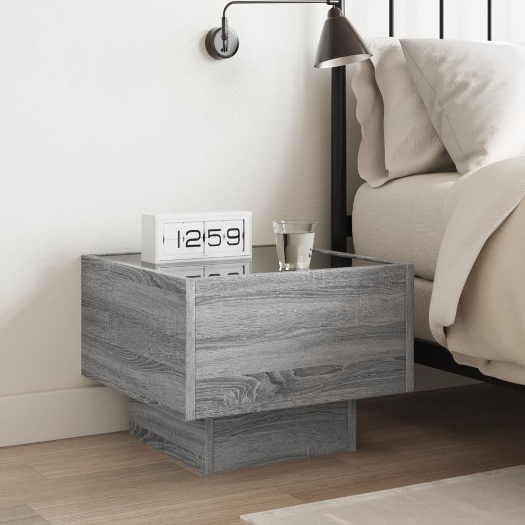 Vidaxl nachtkastje met infinity led 40x40x30 cm grijs sonoma eiken