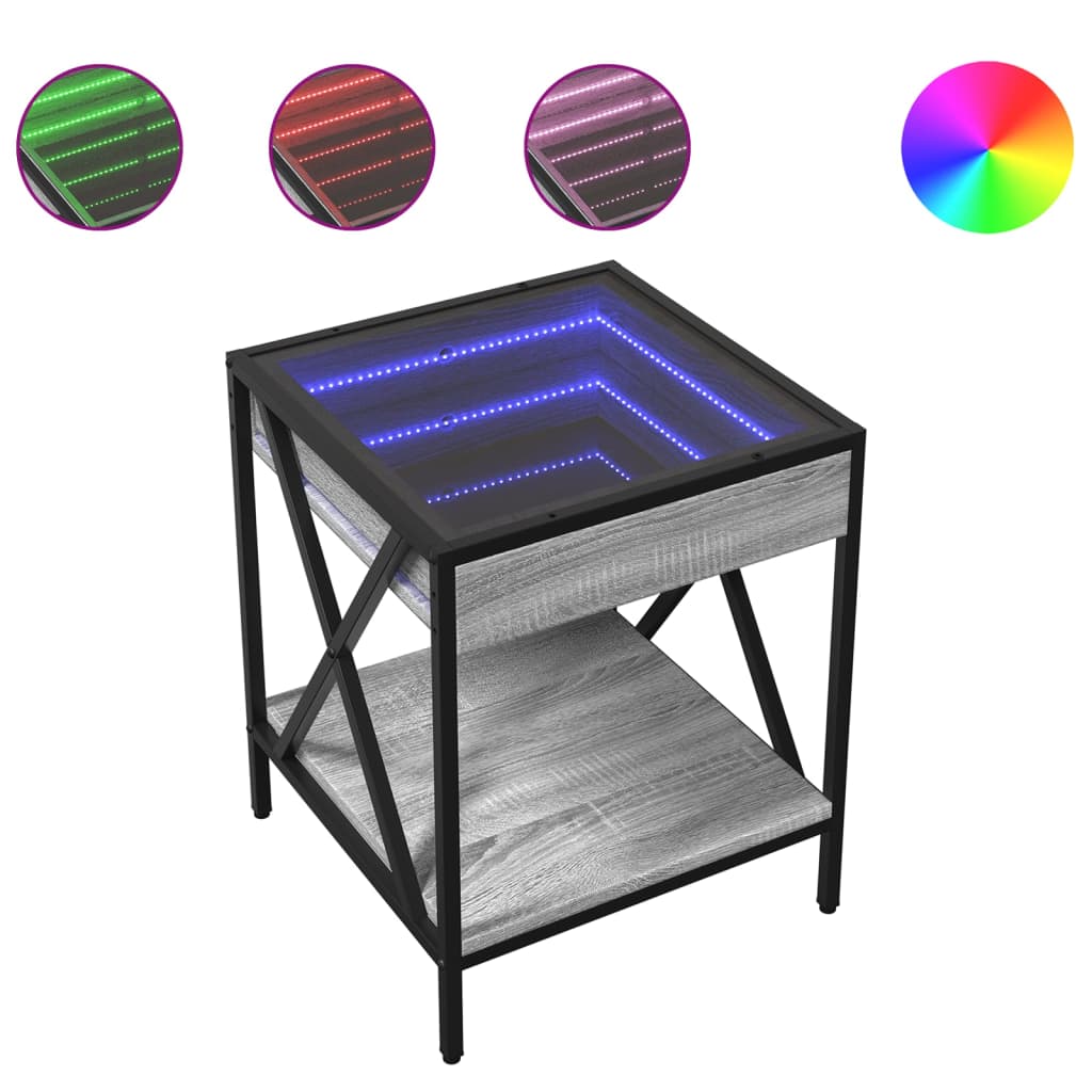Vidaxl nachtkastje met infinity led 40x40x49 cm grijs sonoma eiken