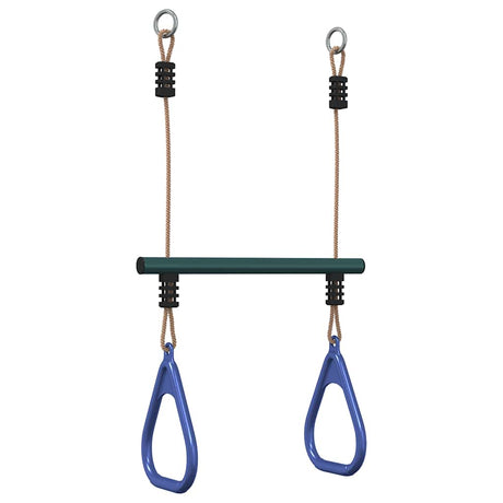 Vidaxl trapezestang en ringen voor kinderen staal blauw en donkergroen
