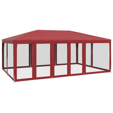 Namiot imprezowy VidaXL ze ścianami bocznymi z siatki 10, 6x4 m HDPE, czerwony