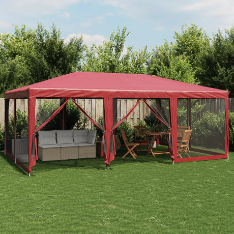 Namiot imprezowy VidaXL ze ścianami bocznymi z siatki 10, 6x4 m HDPE, czerwony