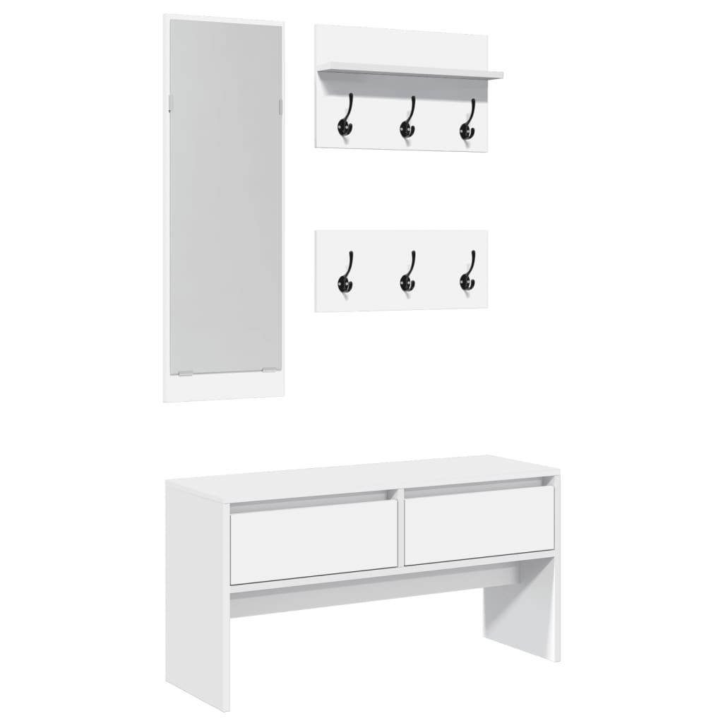 Vidaxl 4-delige garderobe set bewerkt hout wit