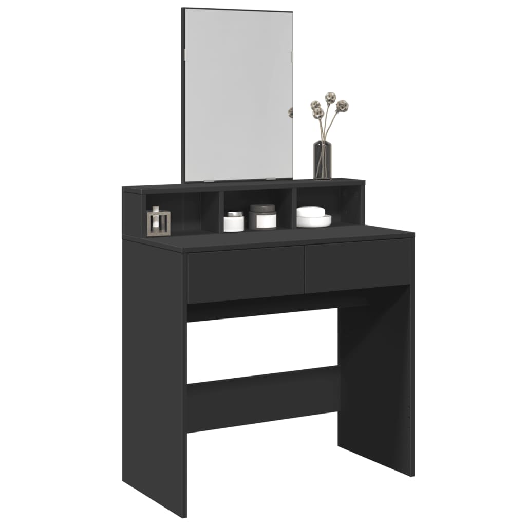 Vidaxl kaptafel met spiegel 80x41x144,5 cm zwart