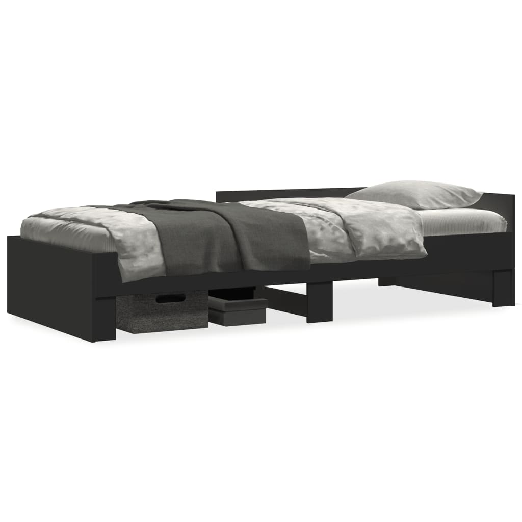 Vidaxl bedframe bewerkt hout zwart 75x190 cm