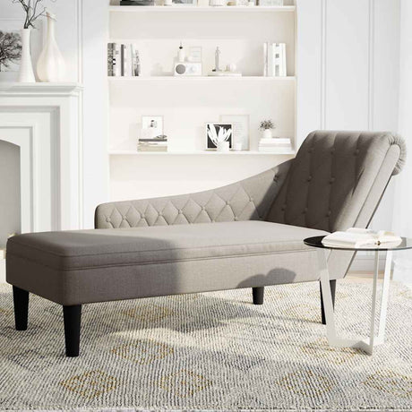 Vidaxl chaise longue met kussen en rechterarmleuning stof taupe