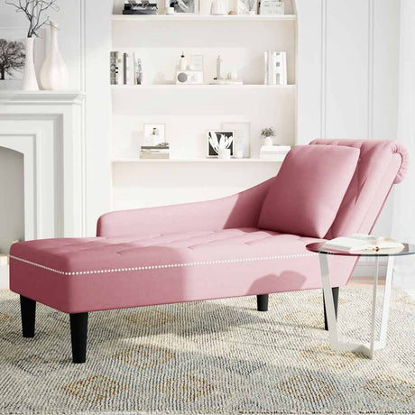 Vidaxl chaise longue met kussen en rechterarmleuning fluweel roze