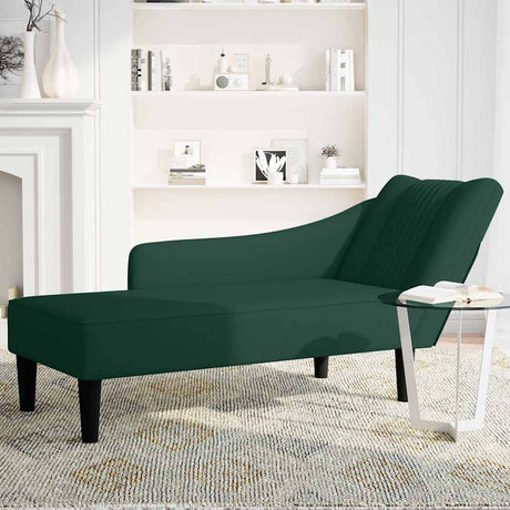 Vidaxl chaise longue met rechterarmleuning fluweel donkergroen