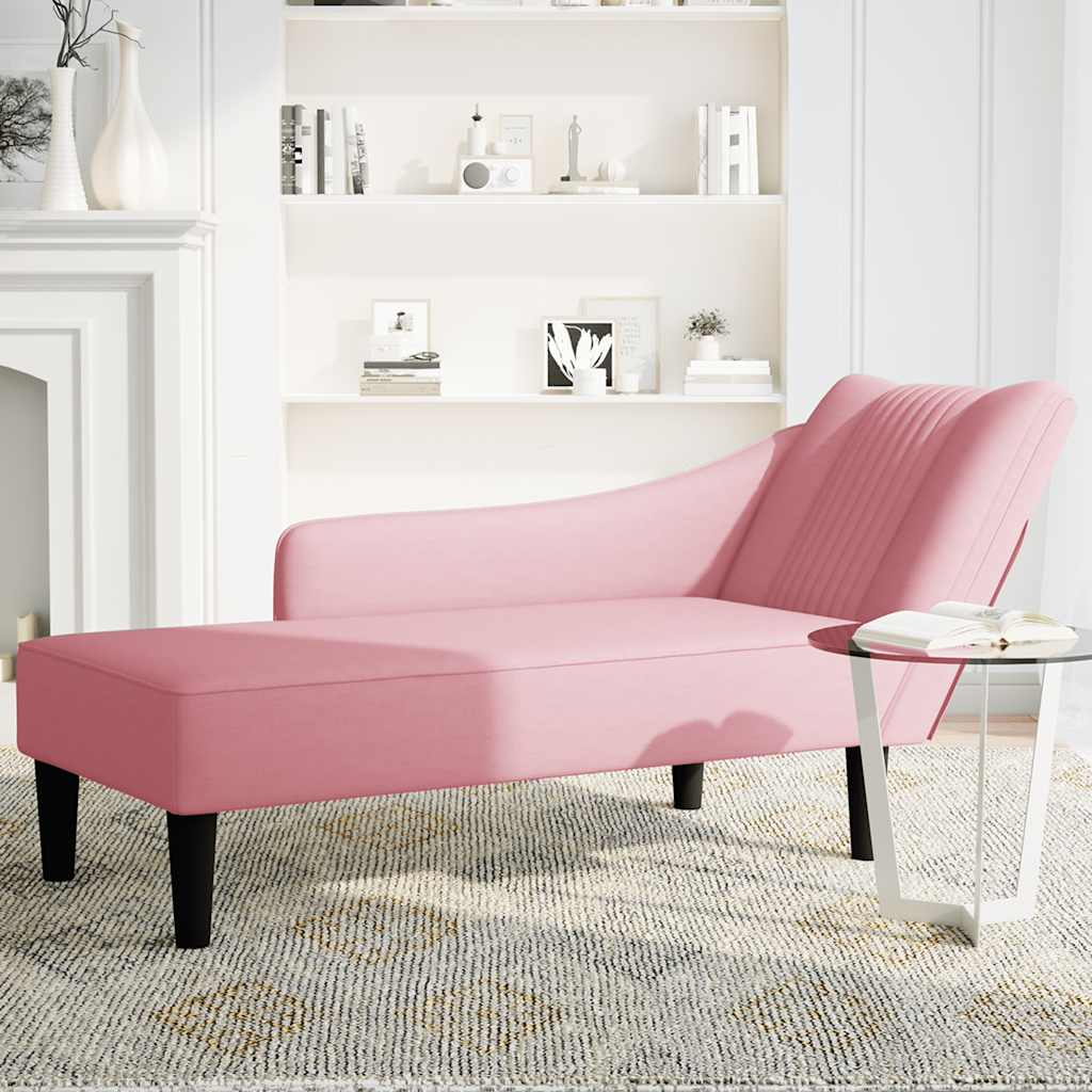 Vidaxl chaise longue met rechterarmleuning fluweel roze