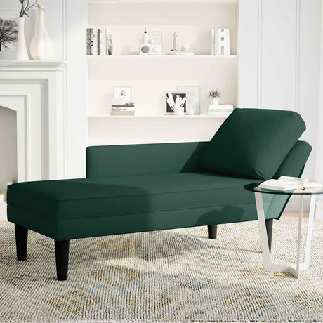 Vidaxl chaise longue met kussen rechterarmleuning fluweel donkergroen