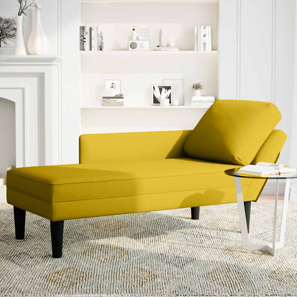 Vidaxl chaise longue met kussen en rechterarmleuning fluweel geel