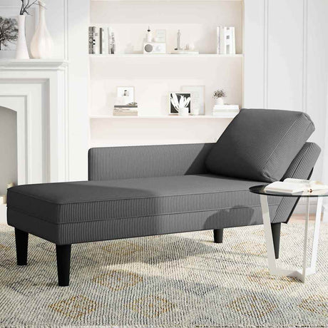 Vidaxl chaise longue met kussen corduroy stof donkergrijs