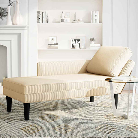 Vidaxl chaise longue met kussen corduroy stof crèmekleurig