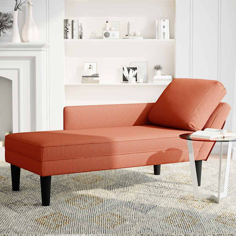 Vidaxl chaise longue met kussen corduroy stof rood oranje