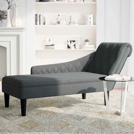 Vidaxl chaise longue met kussen en rechterarmleuning stof donkergrijs