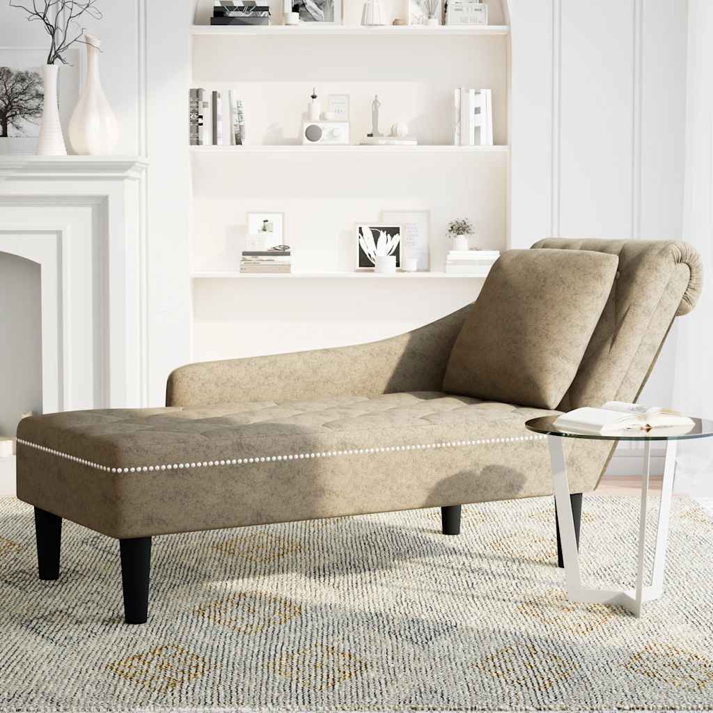 Vidaxl chaise longue met kussen rechterarmleuning kunstleer lichtgrijs
