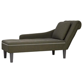 Vidaxl chaise longue met kussen rechterarmleuning kunstleer legergroen