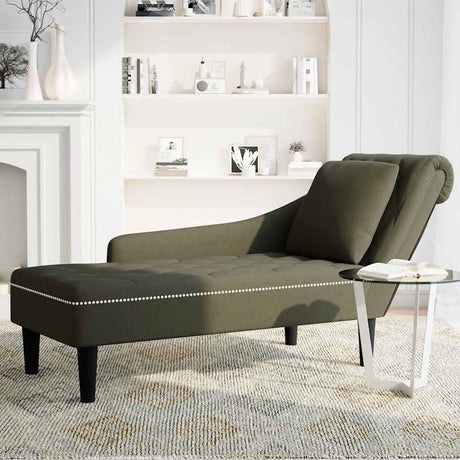 Vidaxl chaise longue met kussen rechterarmleuning kunstleer legergroen