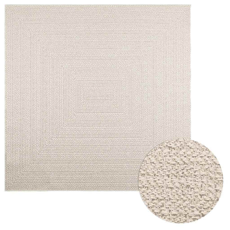 VidaXL Dywan zizur kremowy do użytku wewnątrz i na zewnątrz, 200x200 cm imitujący jutę