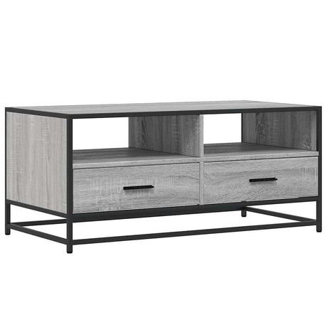 Vidaxl salontafel 100x50x45 cm bewerkt hout en metaal grijs sonoma