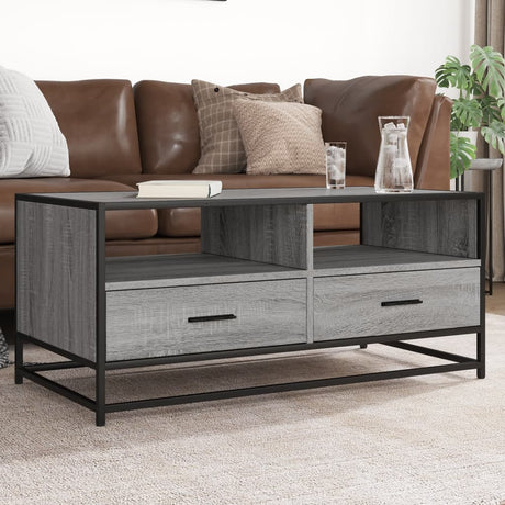 Vidaxl salontafel 100x50x45 cm bewerkt hout en metaal grijs sonoma