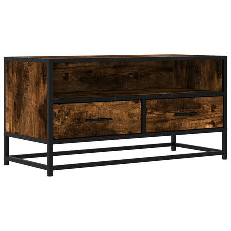 Vidaxl tv-meubel 80x34,5x40cm bewerkt hout metaal gerookt eikenkleurig