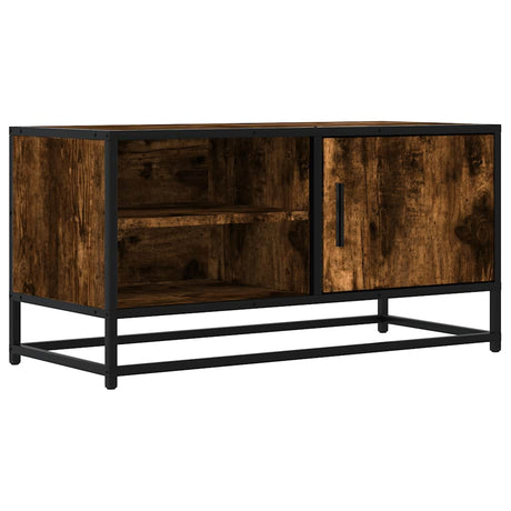 Vidaxl tv-meubel 80x34,5x40cm bewerkt hout metaal gerookt eikenkleurig