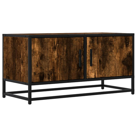 Vidaxl tv-meubel 80x34,5x40cm bewerkt hout metaal gerookt eikenkleurig