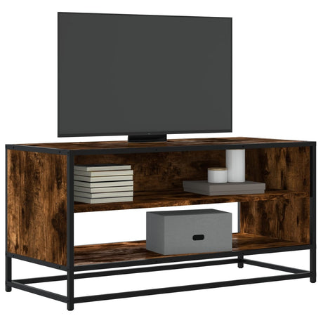 Vidaxl tv-meubel 91x40x46 cm bewerkt hout metaal gerookt eikenkleurig