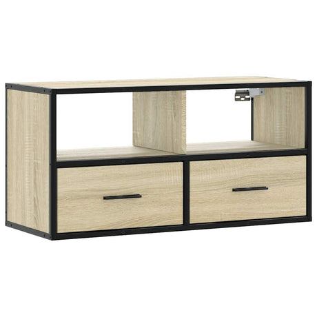 Vidaxl tv-meubel 80x31x39,5 cm bewerkt hout metaal sonoma eikenkleurig