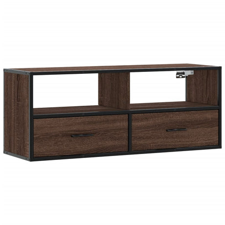 Vidaxl tv-meubel 100x31x39,5 cm bewerkt hout metaal bruin eikenkleurig
