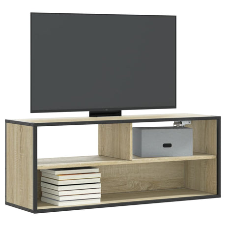 Vidaxl tv-meubel 100x31x39,5cm bewerkt hout metaal sonoma eikenkleurig