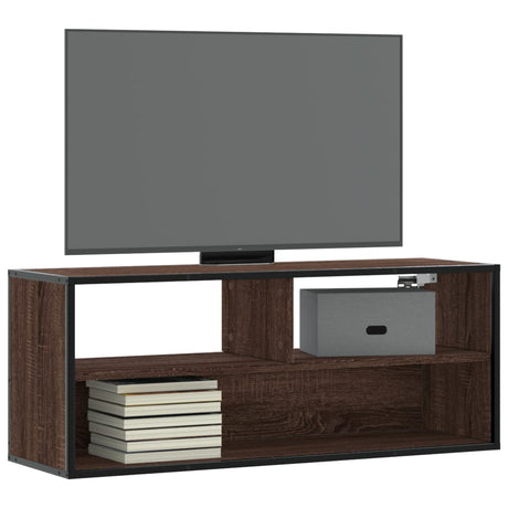 Vidaxl tv-meubel 100x31x39,5 cm bewerkt hout metaal bruin eikenkleurig
