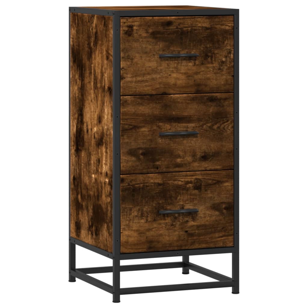 Vidaxl dressoir 35,5x35x76 cm bewerkt hout en metaal gerookt eiken