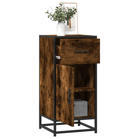 Vidaxl dressoir 35,5x35x76 cm bewerkt hout en metaal gerookt eiken