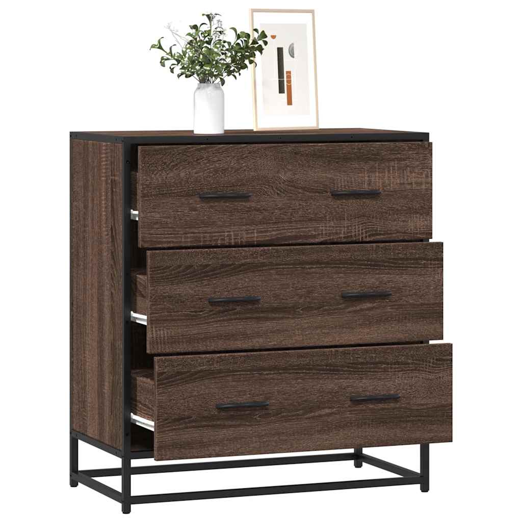 Vidaxl dressoir 68x35x76 cm bewerkt hout en metaal bruin eikenkleur