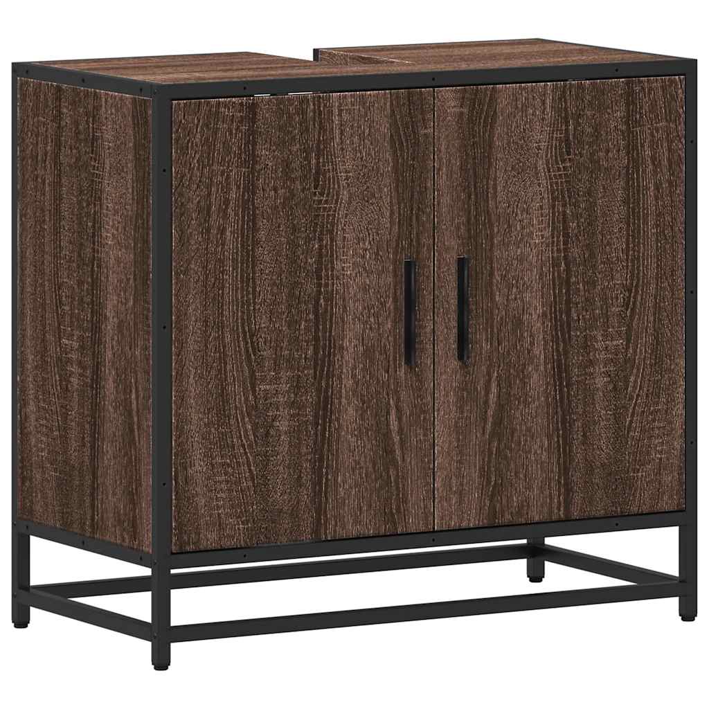 Vidaxl wastafelkast 65x33x60 cm bewerkt hout bruin eikenkleur