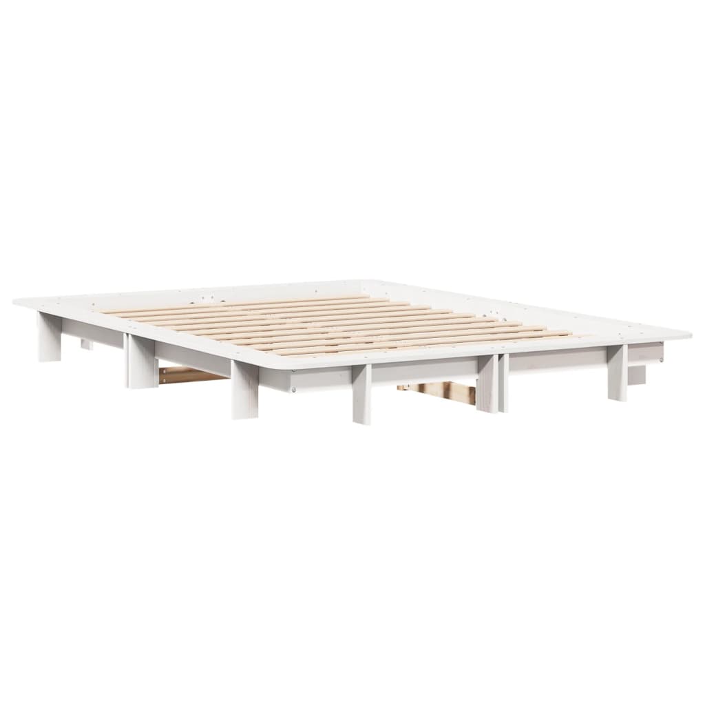 Vidaxl bedframe zonder matras massief grenenhout wit 140x190 cm