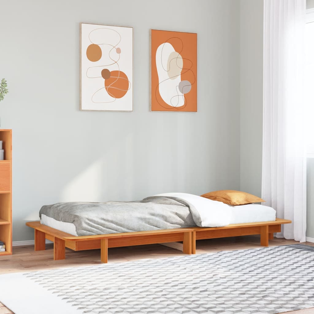 Vidaxl bedframe zonder matras massief grenenhout wasbruin 75x190 cm