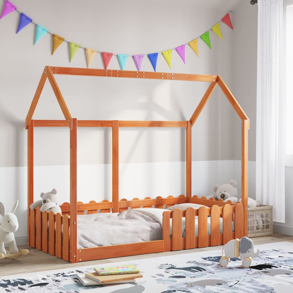 Vidaxl bedhuis wasbruin massief grenenhout 80x160 cm