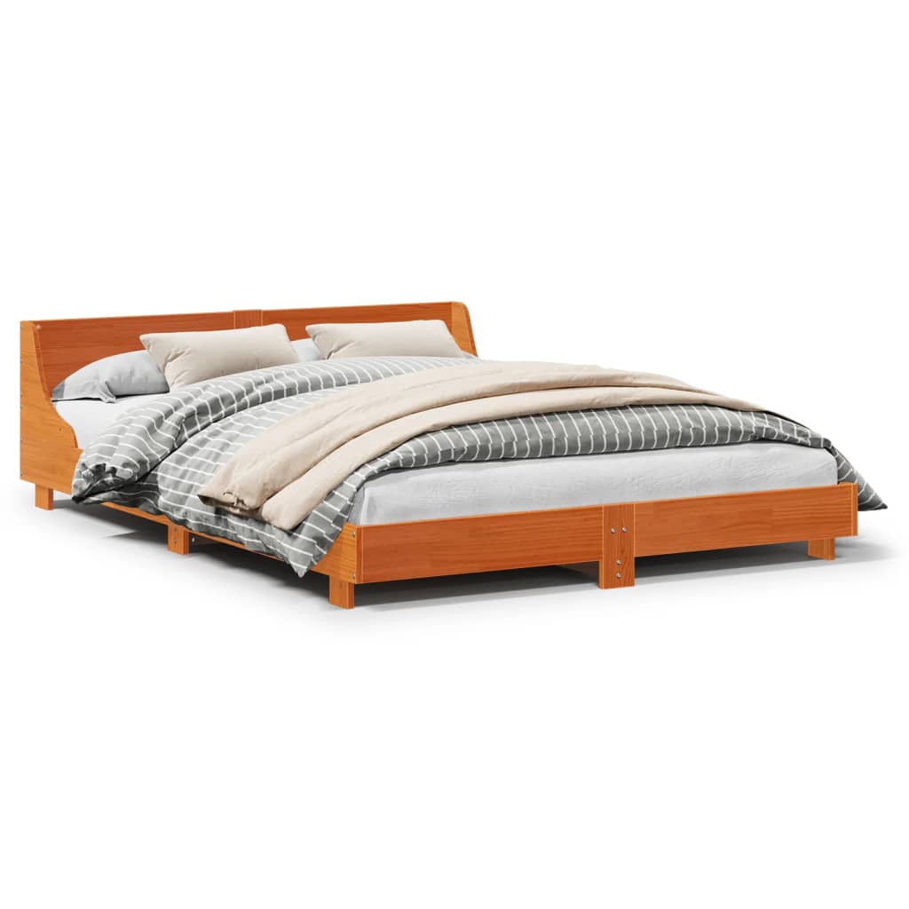 Vidaxl bedframe zonder matras massief grenenhout wasbruin 150x200 cm
