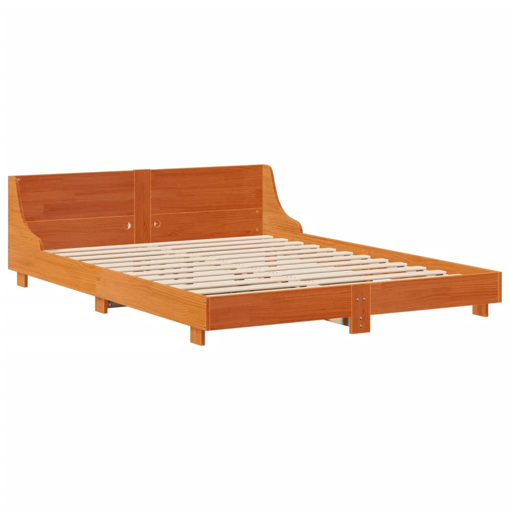 Vidaxl bedframe zonder matras massief grenenhout wasbruin 150x200 cm