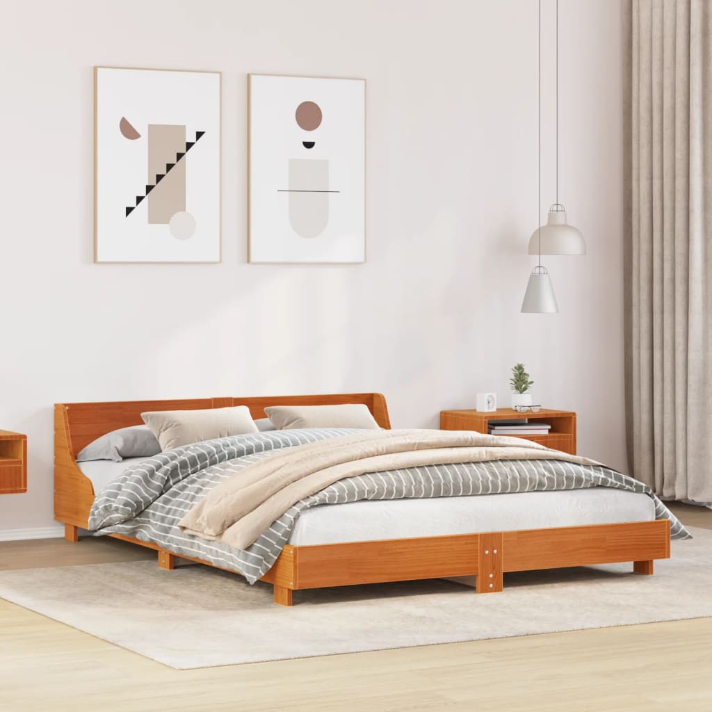 Vidaxl bedframe zonder matras massief grenenhout wasbruin 150x200 cm