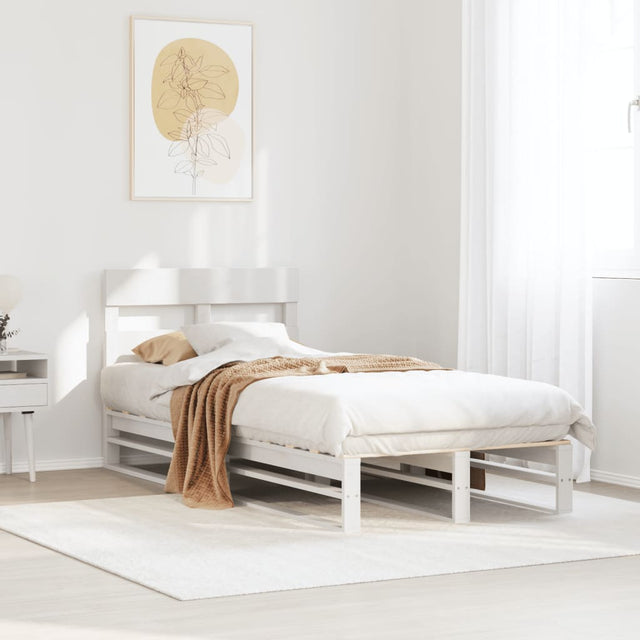 Vidaxl bedframe zonder matras massief grenenhout wit 75x190 cm