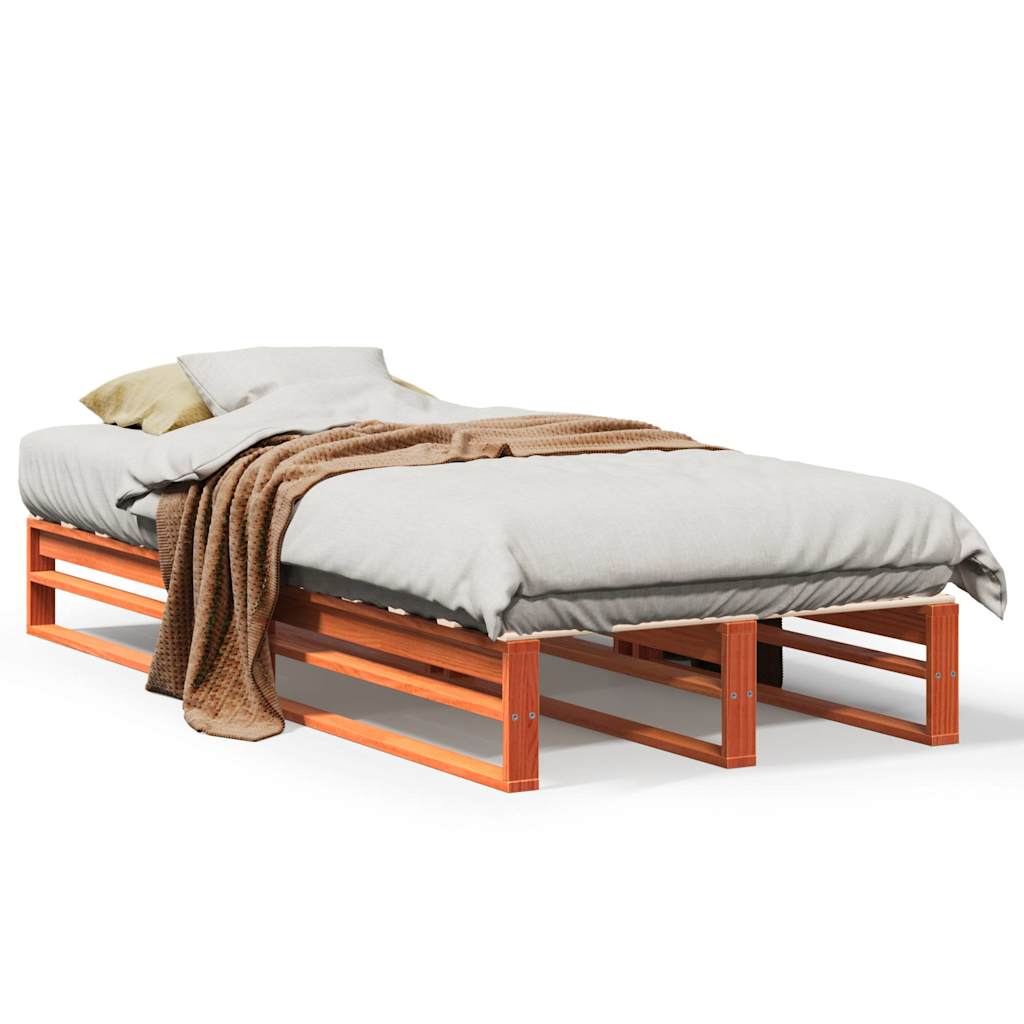 Vidaxl bedframe zonder matras massief grenenhout wasbruin 100x200 cm