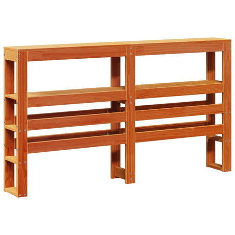 Vidaxl hoofdbord met schappen 140 cm massief grenenhout wasbruin