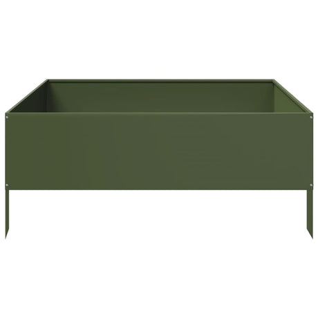 Podniesiona donica VidaXL 100x100x25 cm ze stali w kolorze oliwkowym