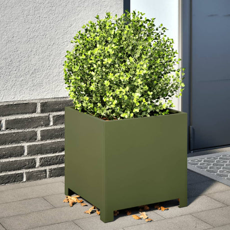 Donice Vidaxx 2 szt. 40x40x40 cm stalowe w kolorze oliwkowym