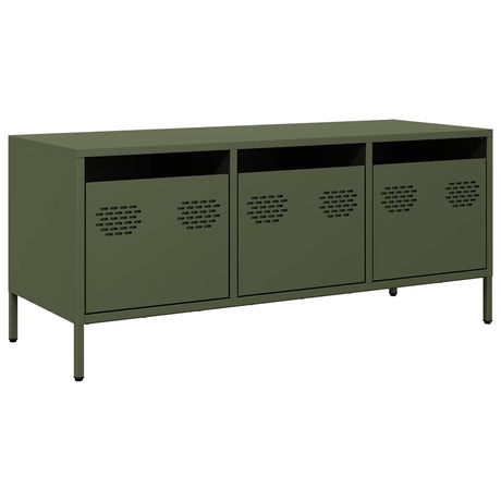 Vidaxl tv-meubel 101,5x39x43,5 cm koudgewalst staal olijfgroen