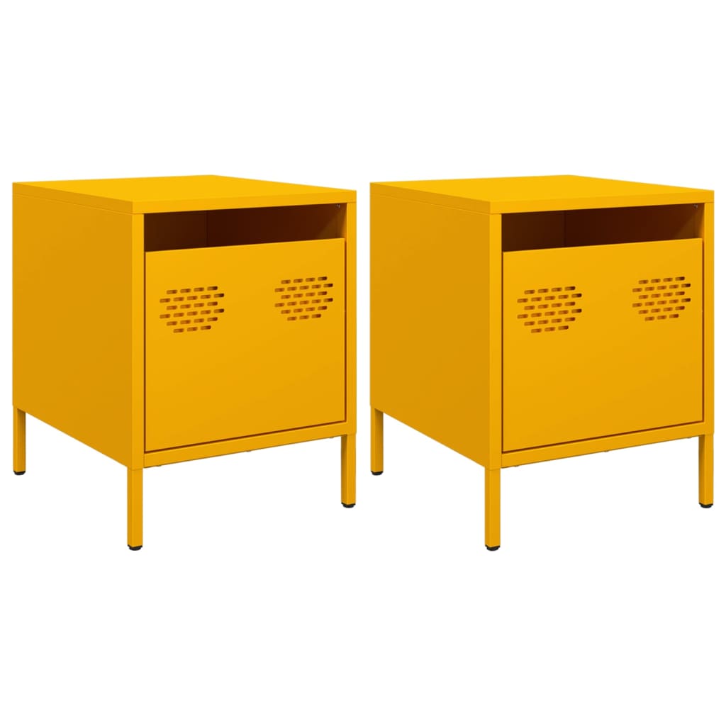 Vidaxl nachtkastjes 2 st 35x39x43,5 cm staal mosterdgeel